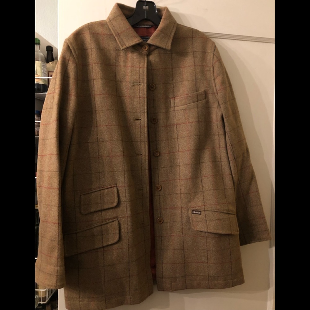 Faconnable Plaid Pea Coat - wool